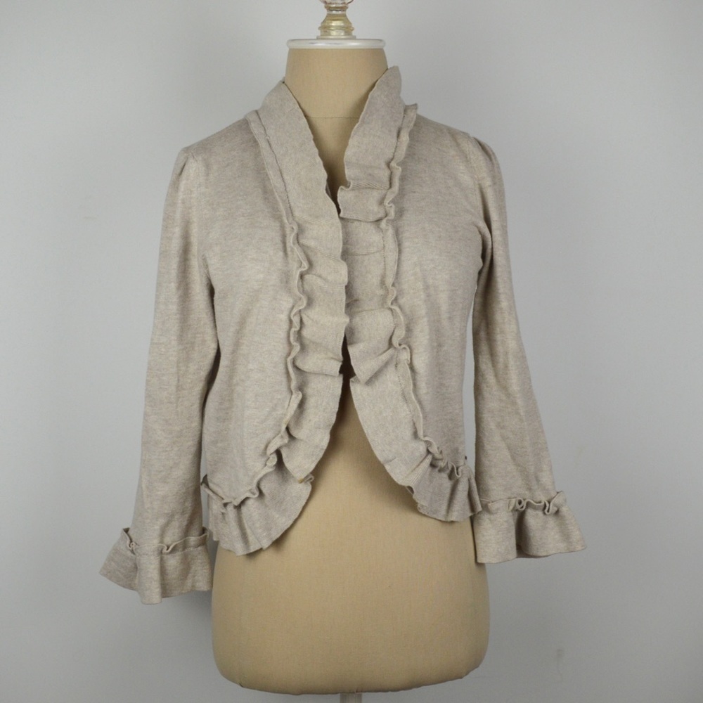 INC Ruffle Neutral Cardigan